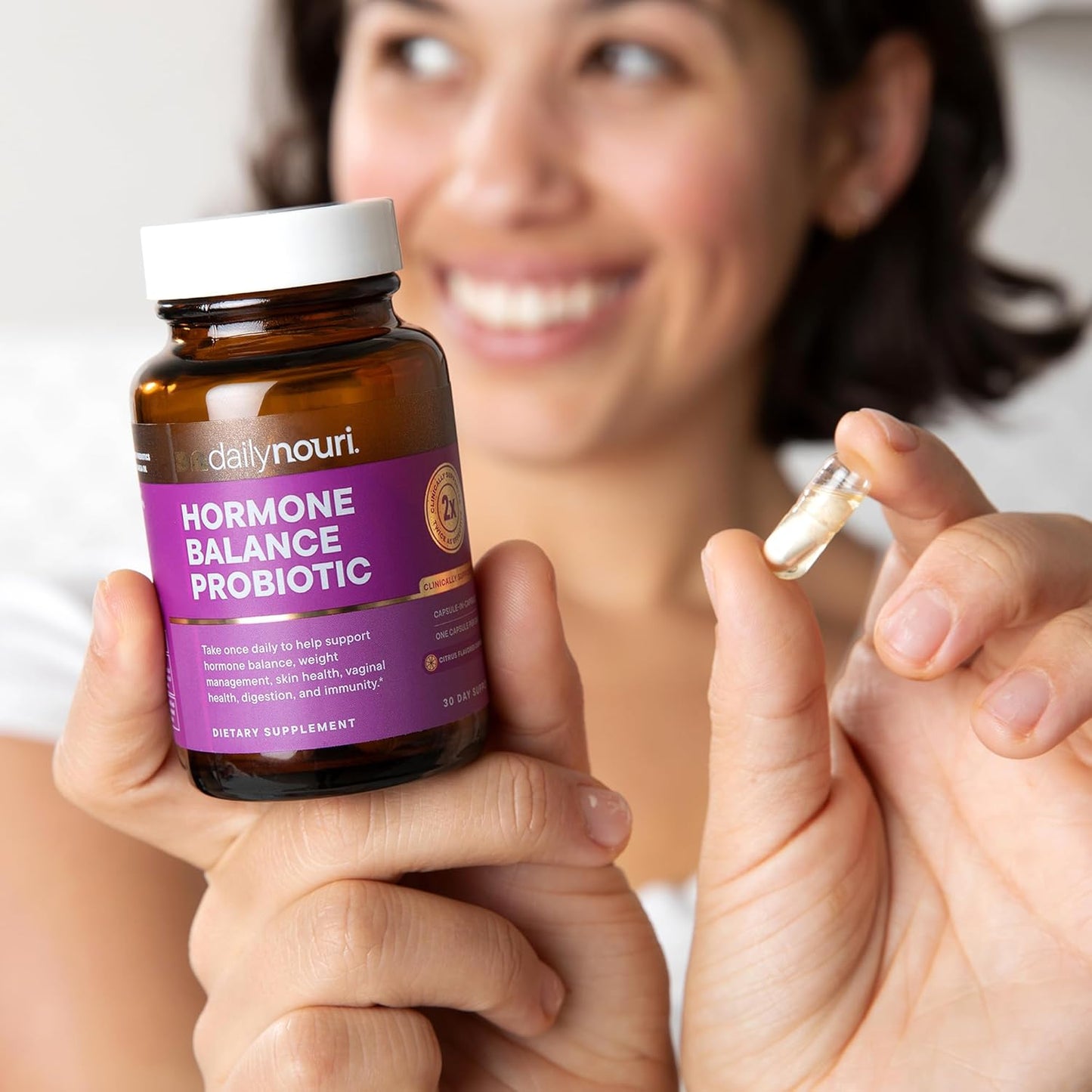Probiótico para el equilibrio hormonal femenino con aceite de omega vegano