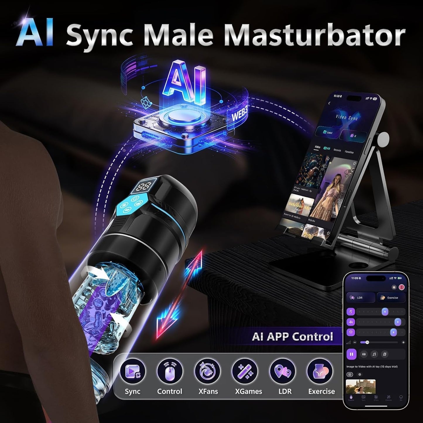 HydroSync AI Video Sync Aspirateur Masculin Stroker
