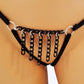 Bragas de lencería BDSM con cadena, flecos y tanga de tiro abierto