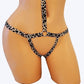Crotchless Cheetah Print Thong Body Harness Lingerie