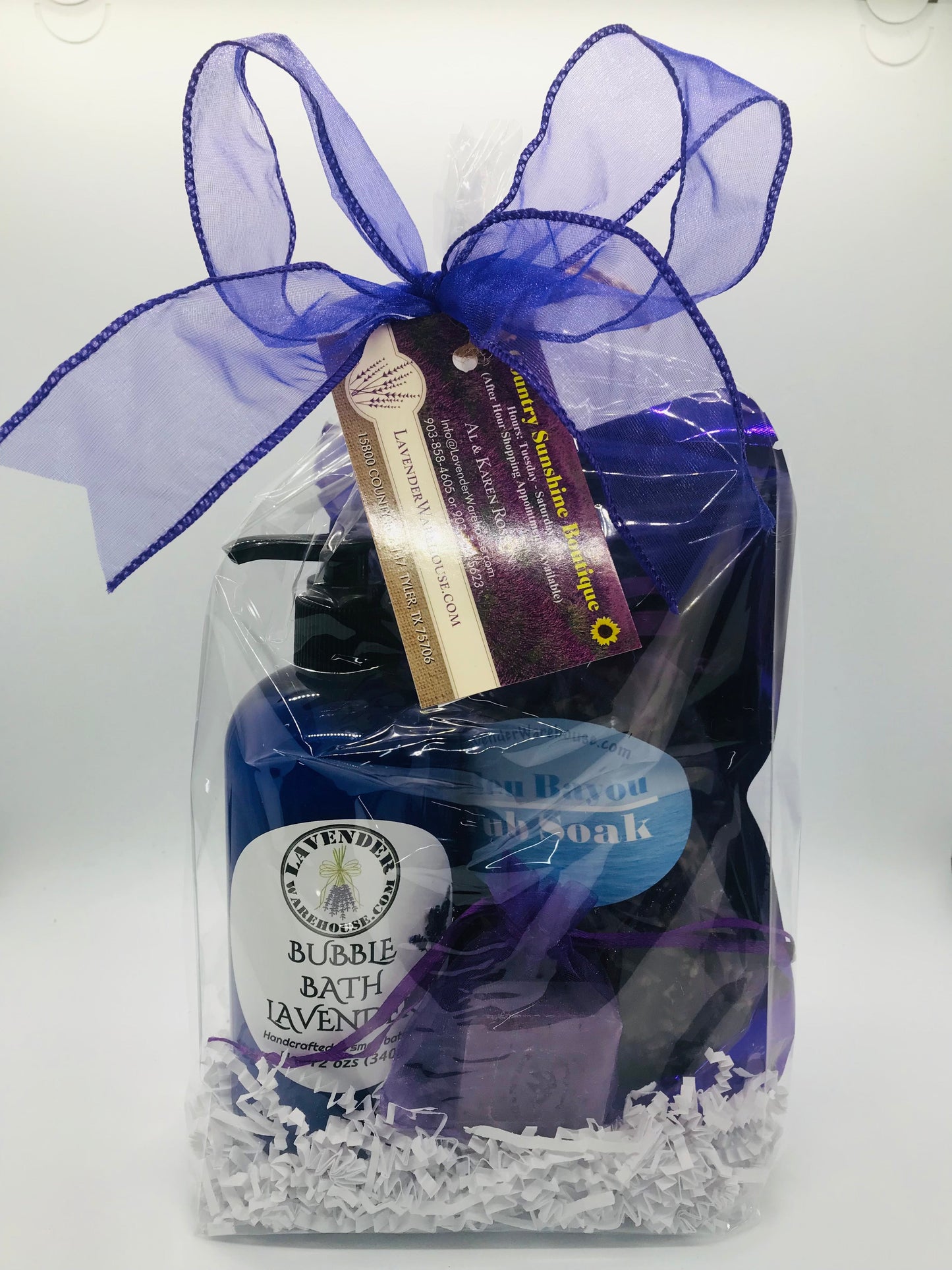 Set de regalo para la mejor experiencia de baño: Sales de baño, Baño de burbujas, Velas de lavanda, Jabón y Guante de baño