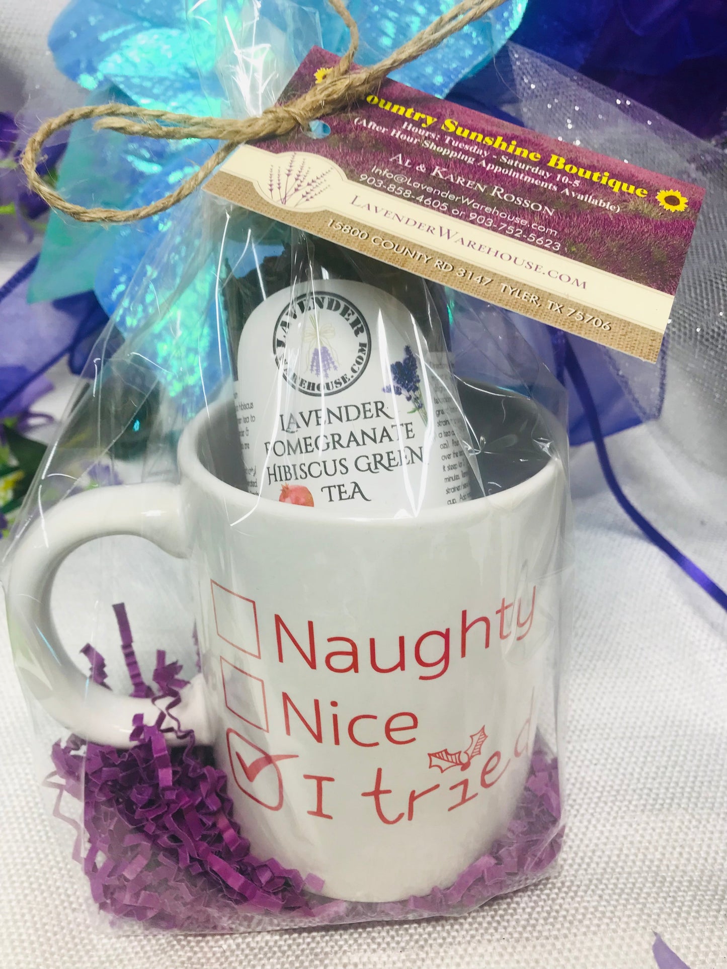Juego de regalo de té verde de lavanda, granada e hibisco