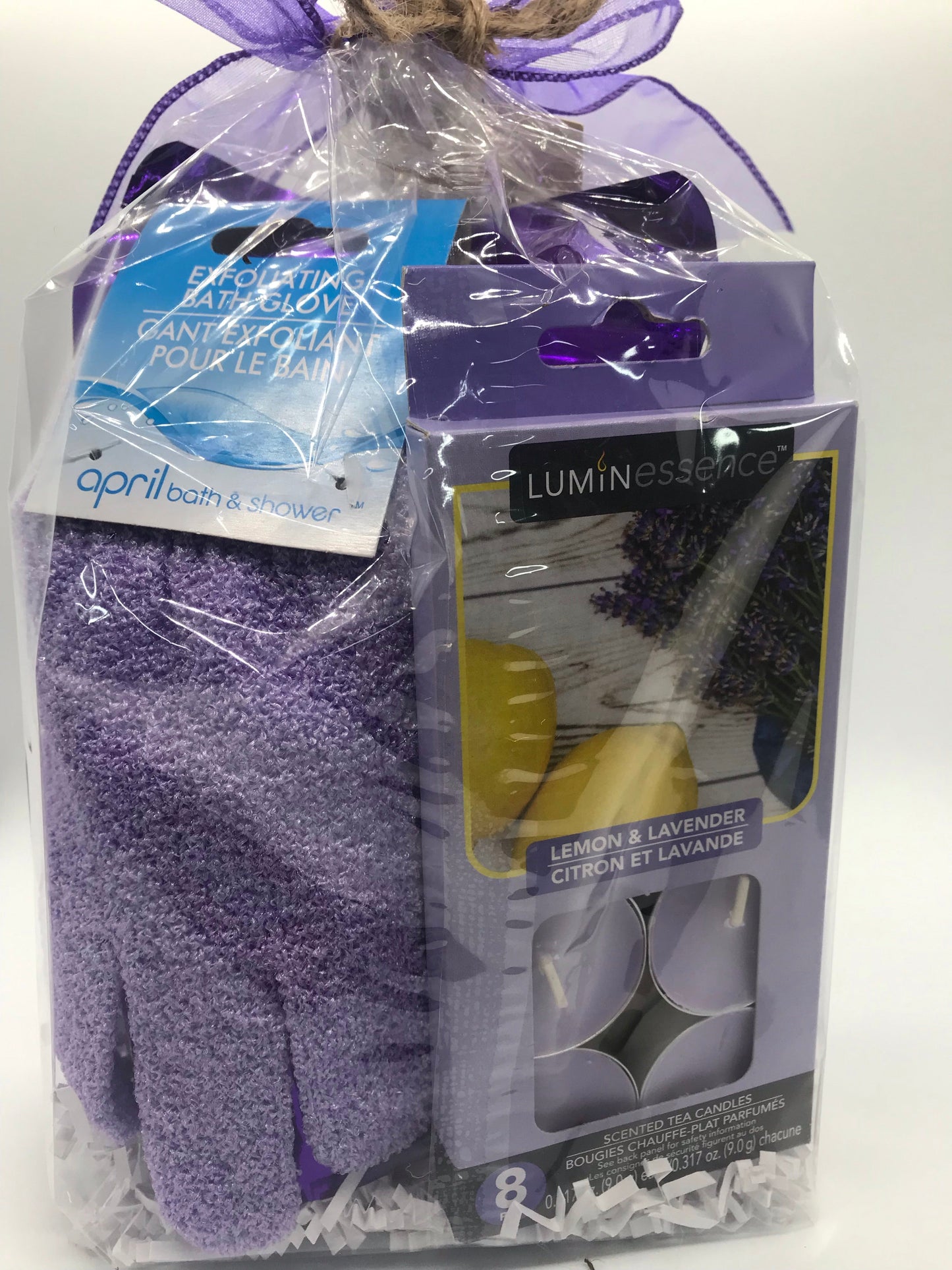 Set de regalo para la mejor experiencia de baño: Sales de baño, Baño de burbujas, Velas de lavanda, Jabón y Guante de baño