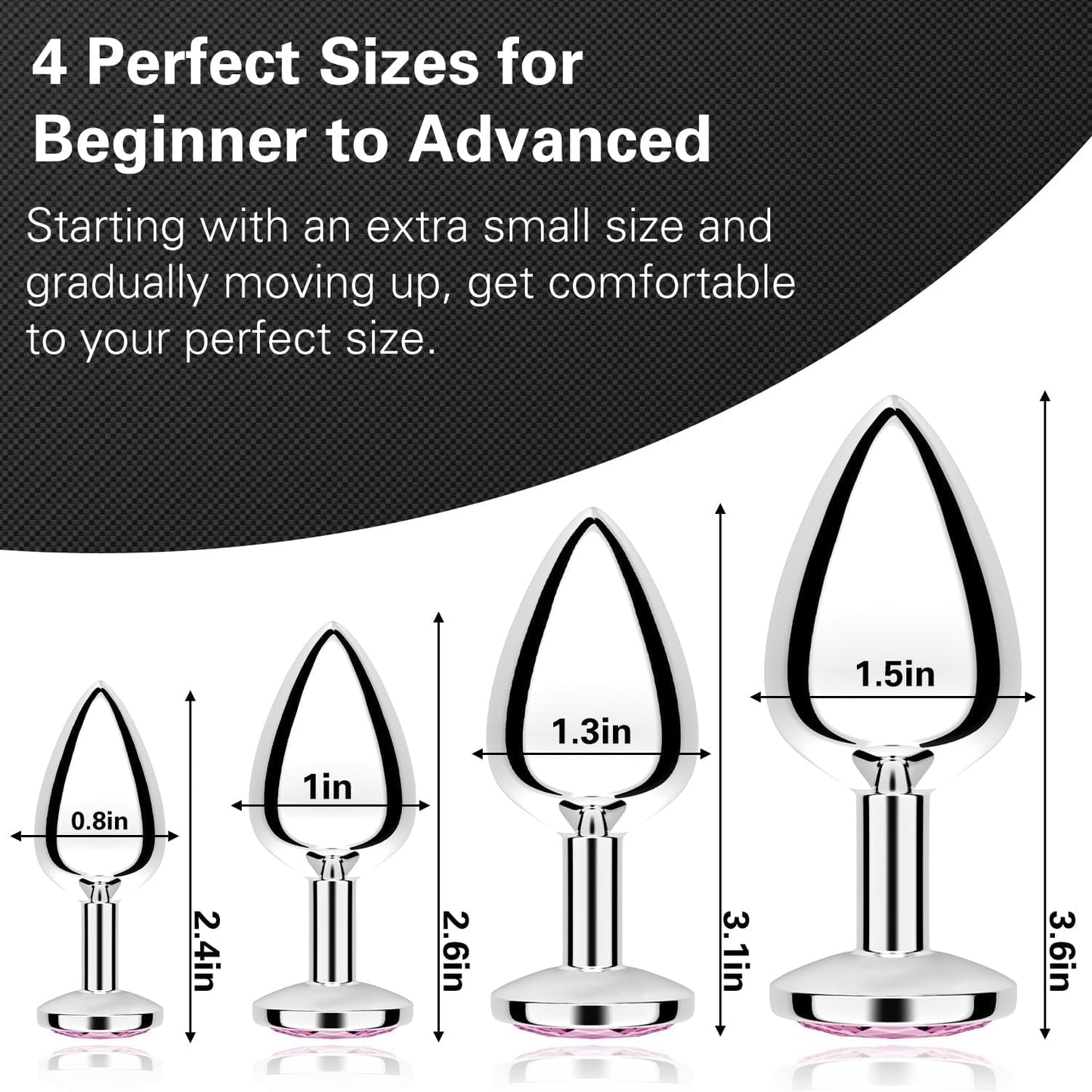 JewelRise 4-Piece Steel Pink Jewel Butt Plug Training Kit