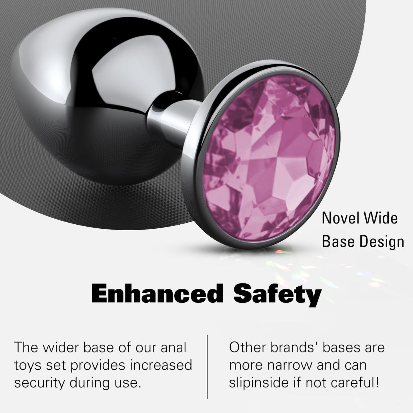 JewelRise 4-Piece Steel Pink Jewel Butt Plug Training Kit