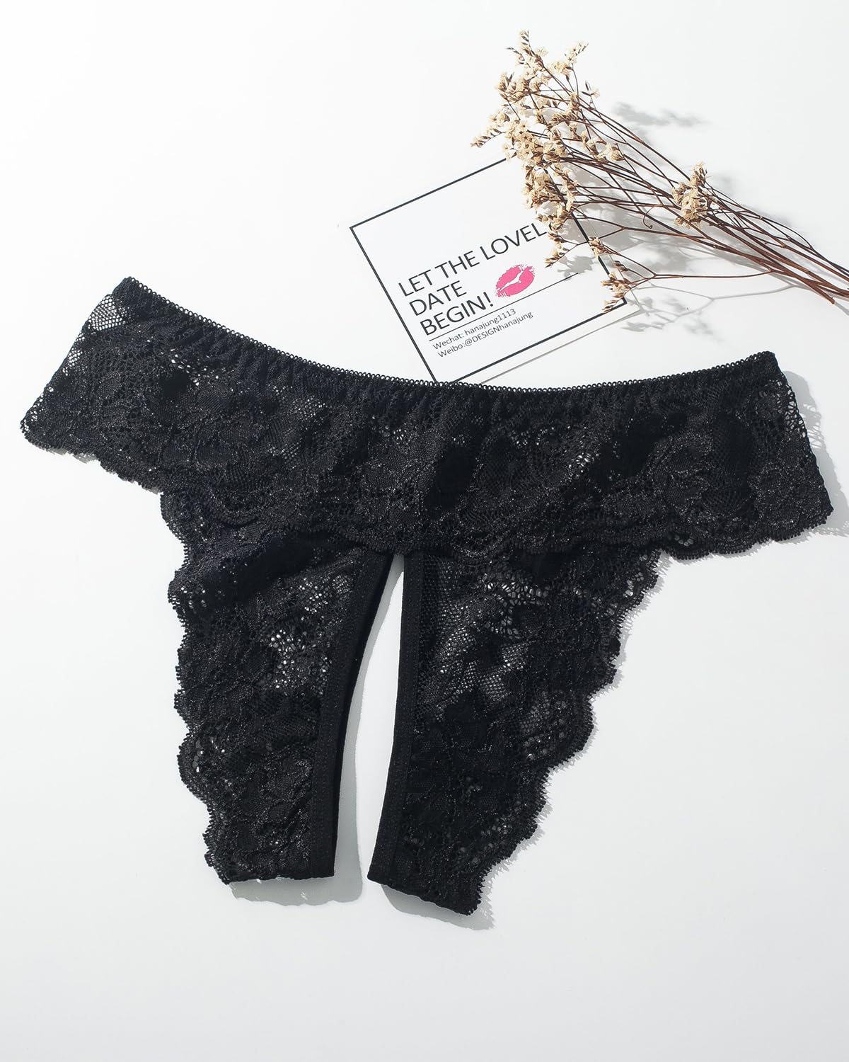 Conjunto de tanga de encaje de talle bajo