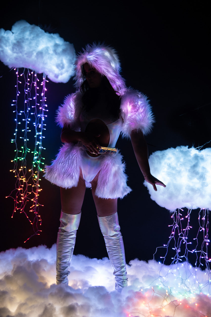 Light Up Furry Belted Skirt