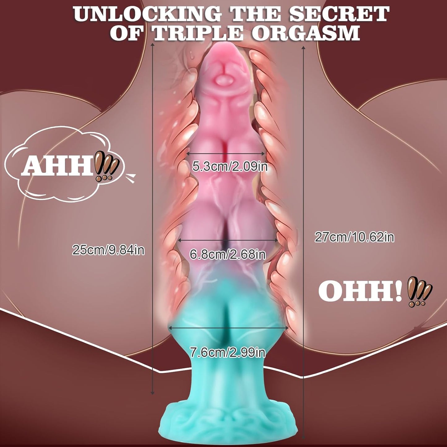Dildo de fantasía extremo KnotBeast de 26,9 cm