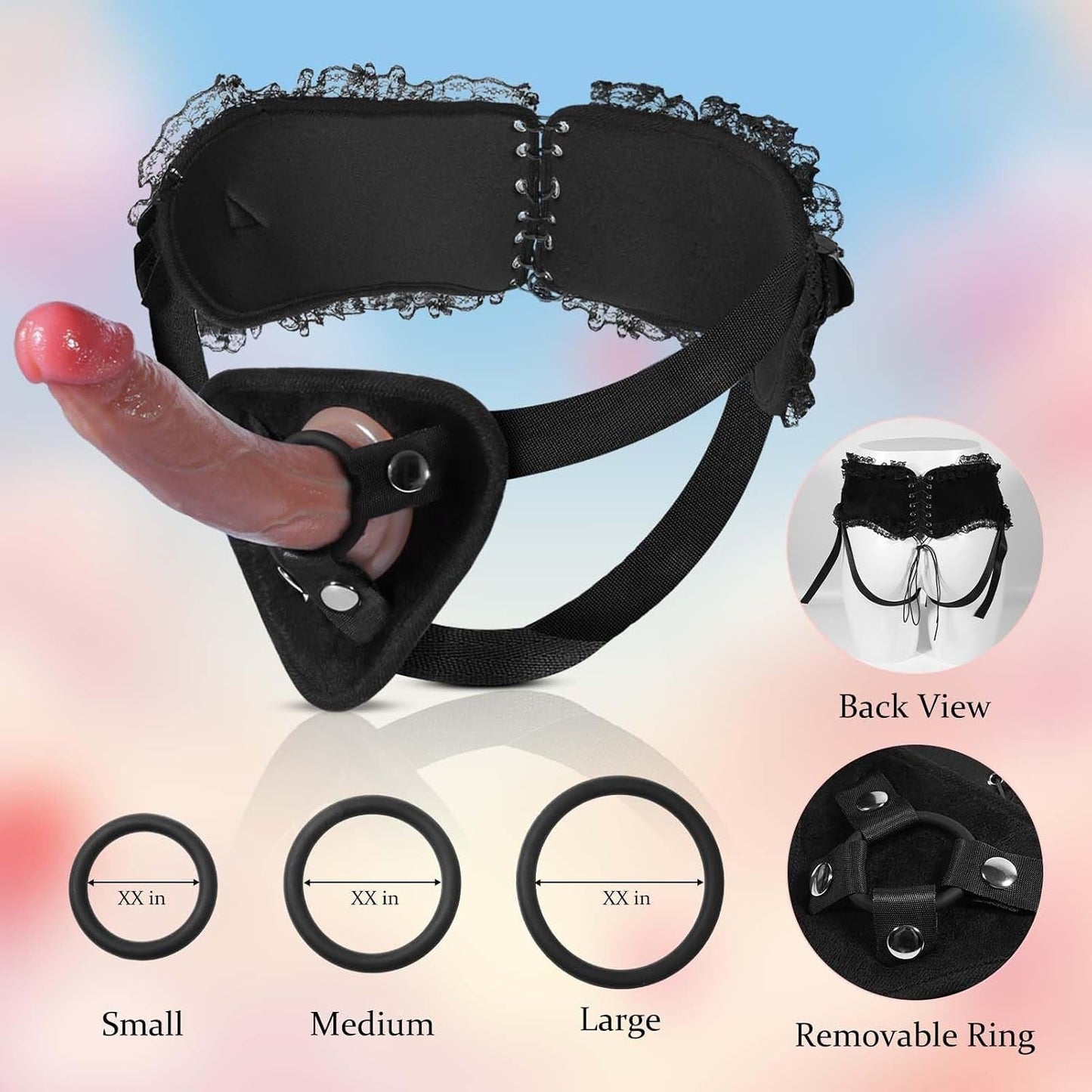 LaceMate Realistic Silicone Strap-On Dildo Lace Harness