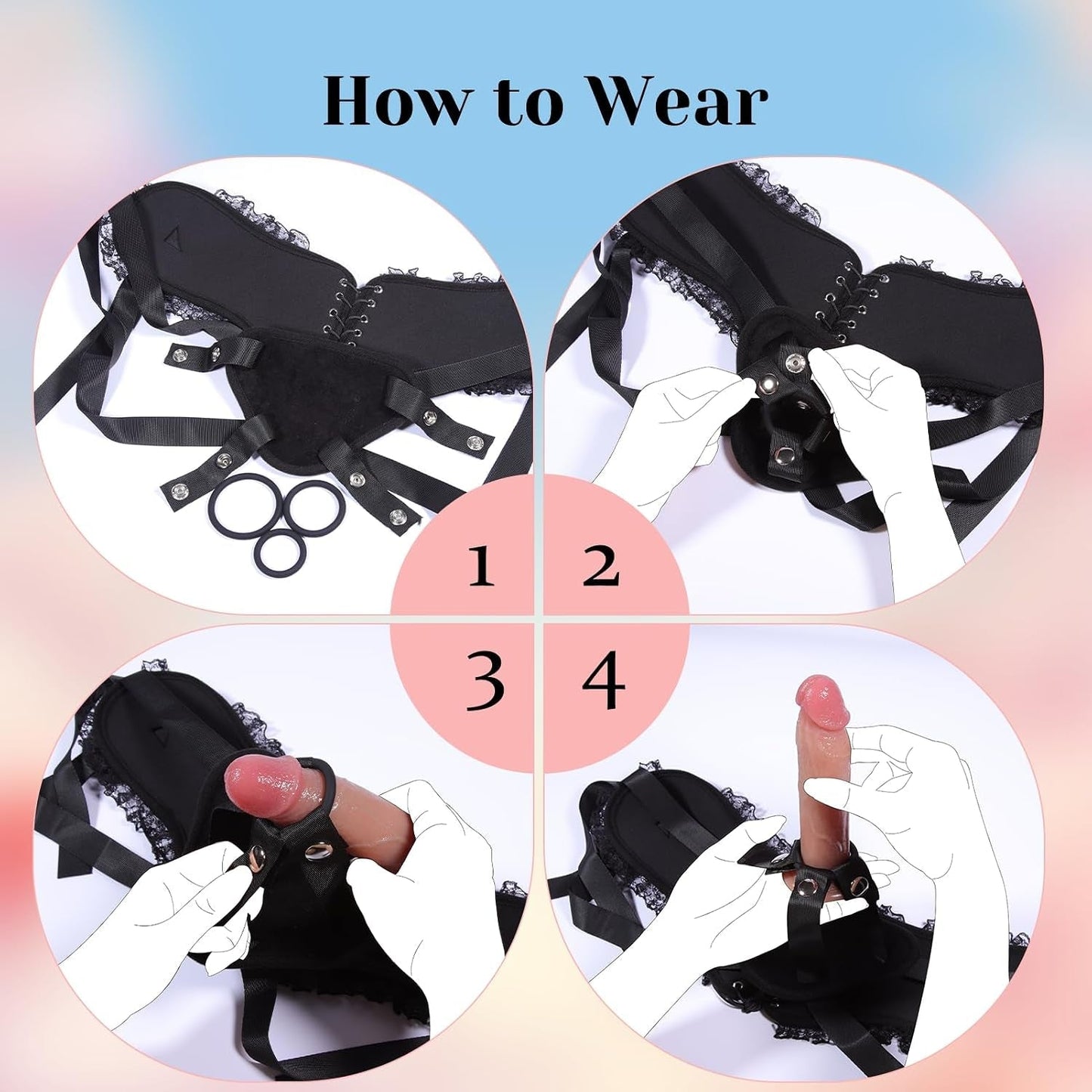 LaceMate Realistic Silicone Strap-On Dildo Lace Harness