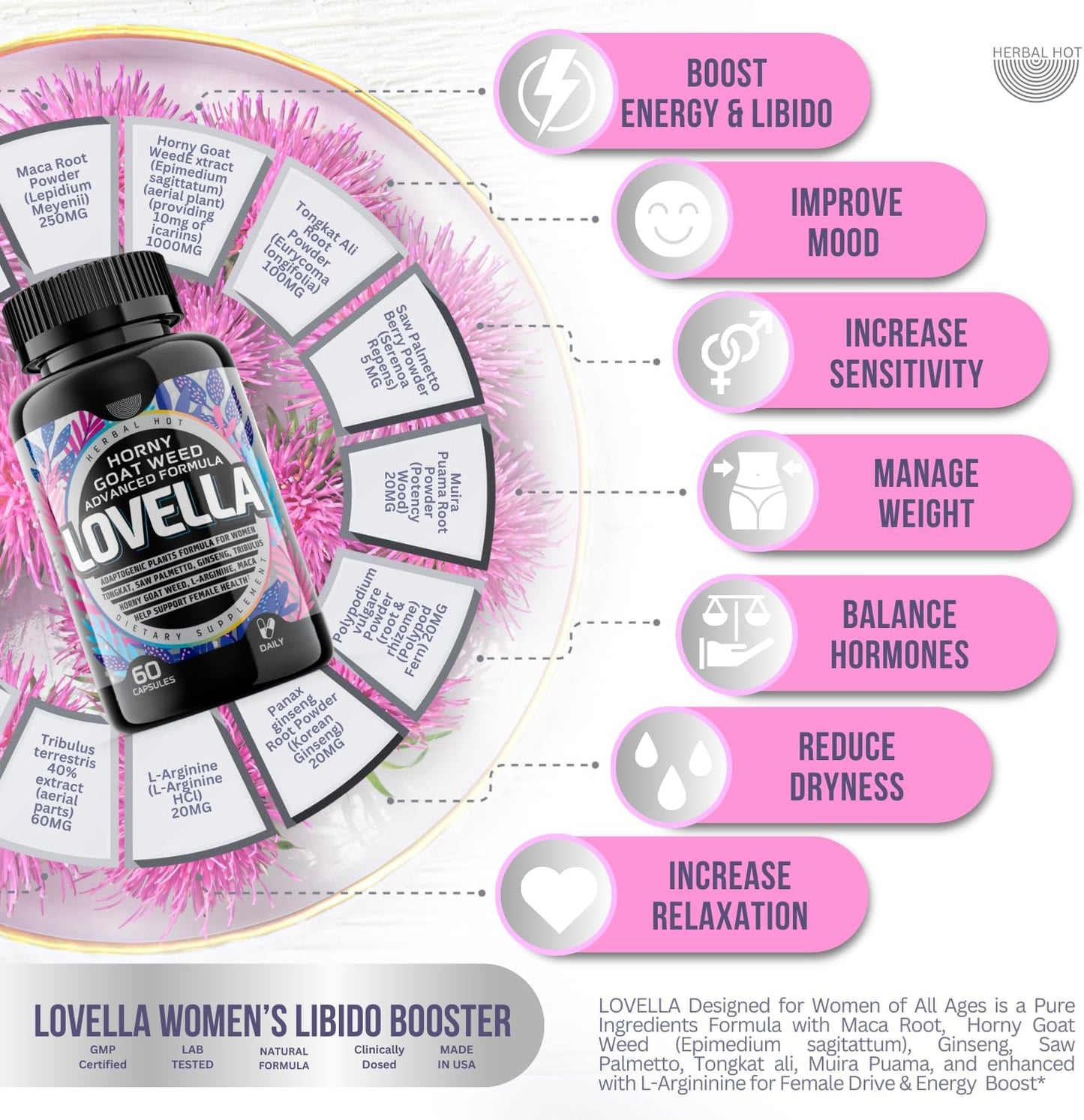 Aumentador de Libido para Mujeres – Maca, Ginseng y Hierba de Cabra en Celo