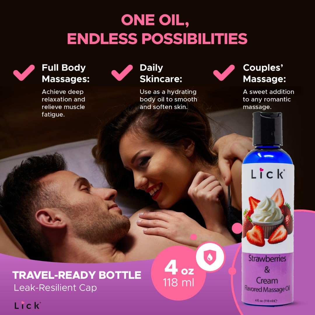 Aceite de masaje sensual de fresas y crema