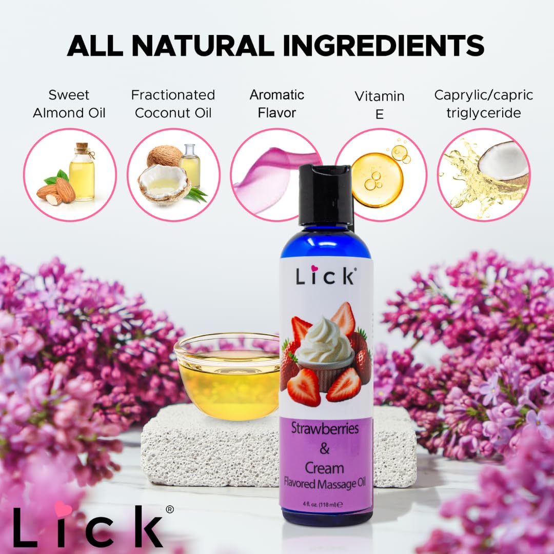 Aceite de masaje sensual de fresas y crema