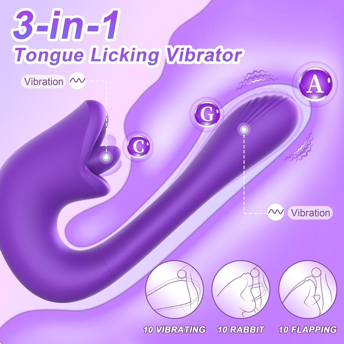 LickAura Vibrador Lingual de Punto G, 20 Modos