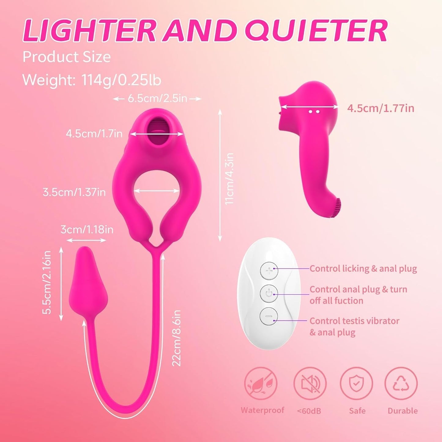 Anillo vibrador para pene 4 en 1 LickLink con estimulador anal y de clítoris