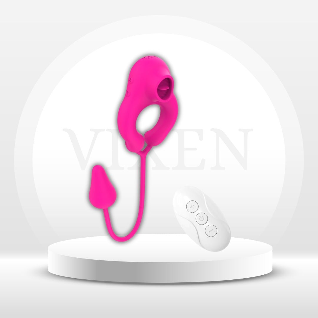Anillo vibrador para pene 4 en 1 LickLink con estimulador anal y de clítoris