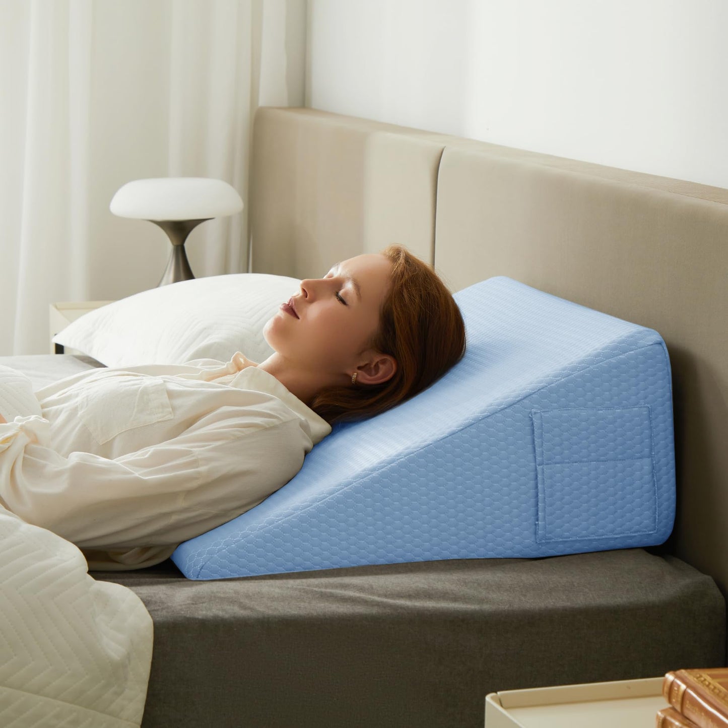 Oreiller de soutien intime pour couples bleu clair