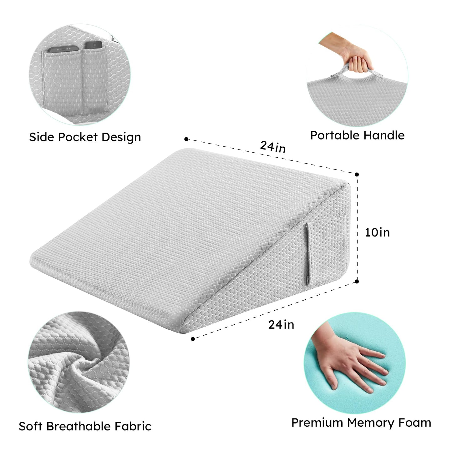Almohada de cuña de posición íntima para parejas, gris claro