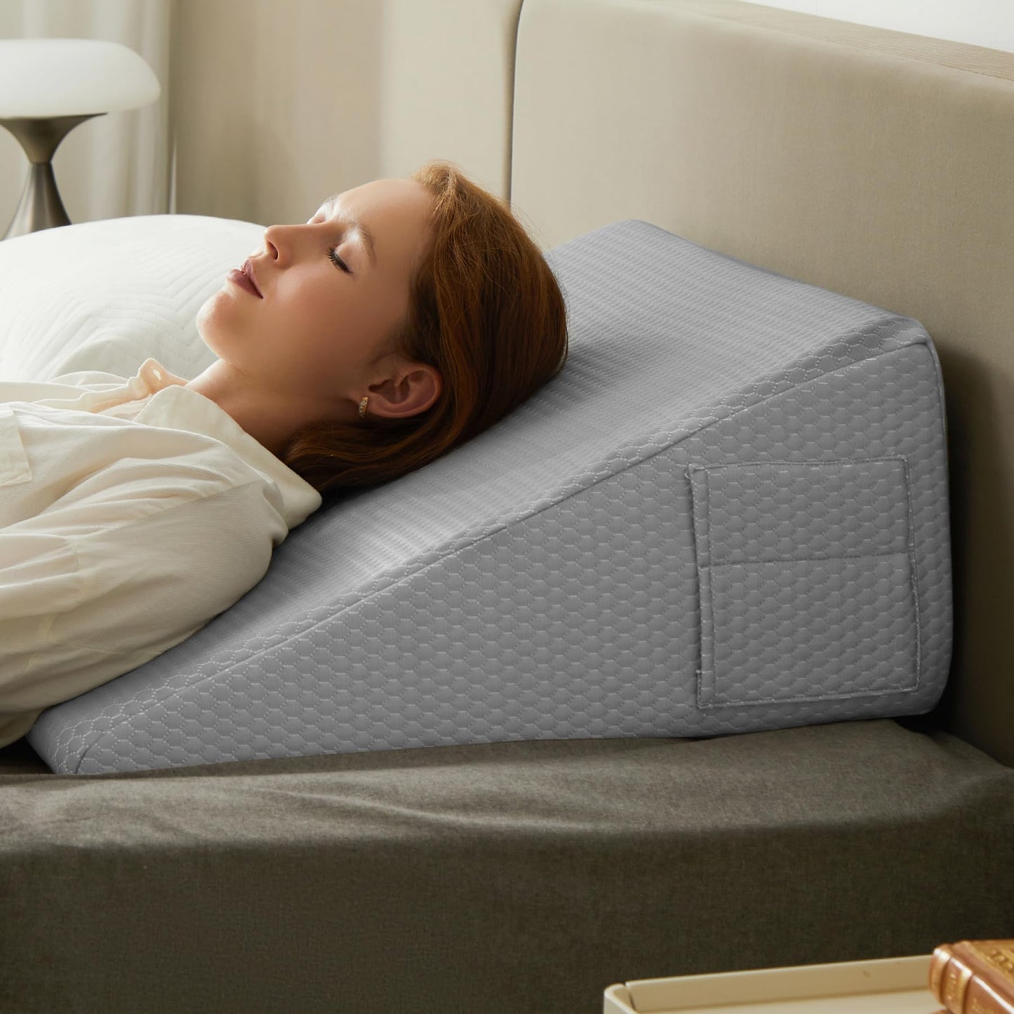 Almohada de cuña de posición íntima para parejas, gris claro