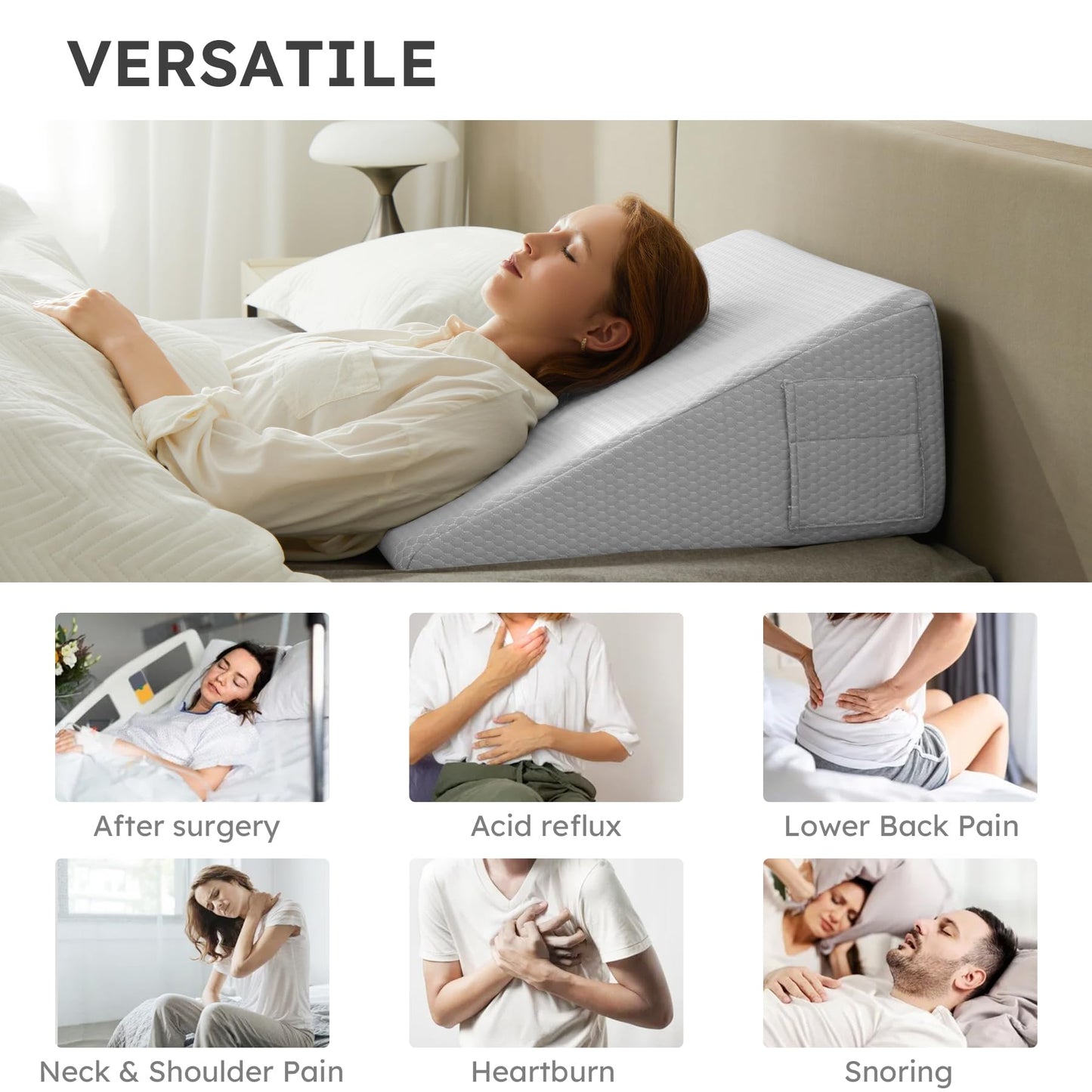 Almohada de cuña de posición íntima para parejas, gris claro