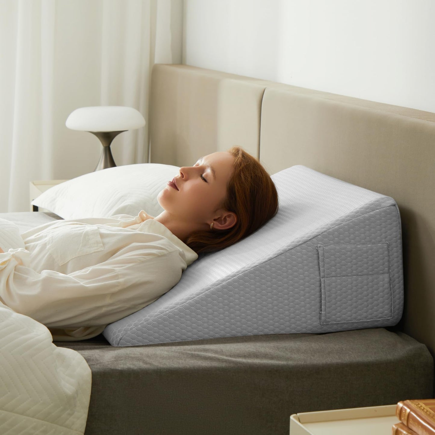 Almohada de cuña de posición íntima para parejas, gris claro