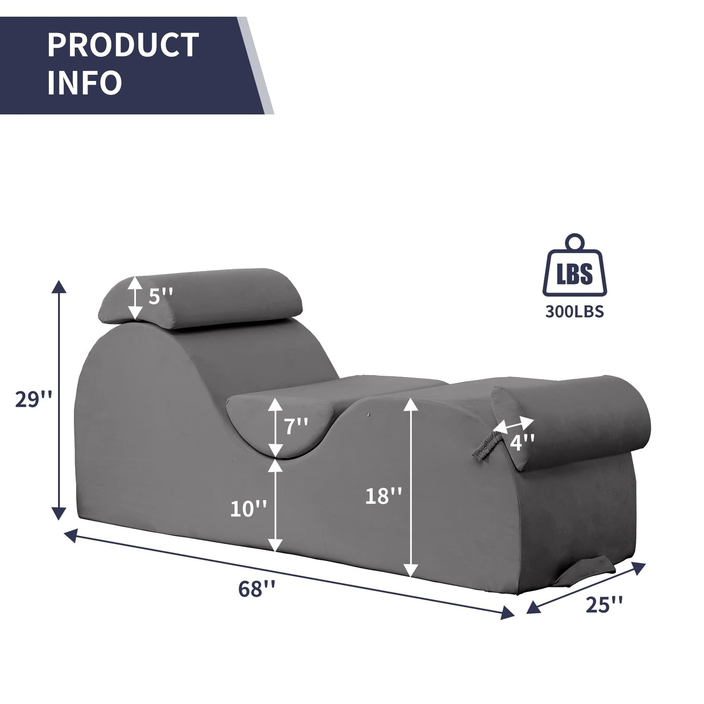Chaise longue de apoyo íntimo gris claro