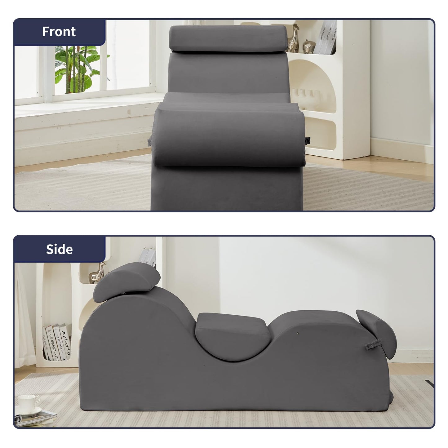 Chaise longue de apoyo íntimo gris claro