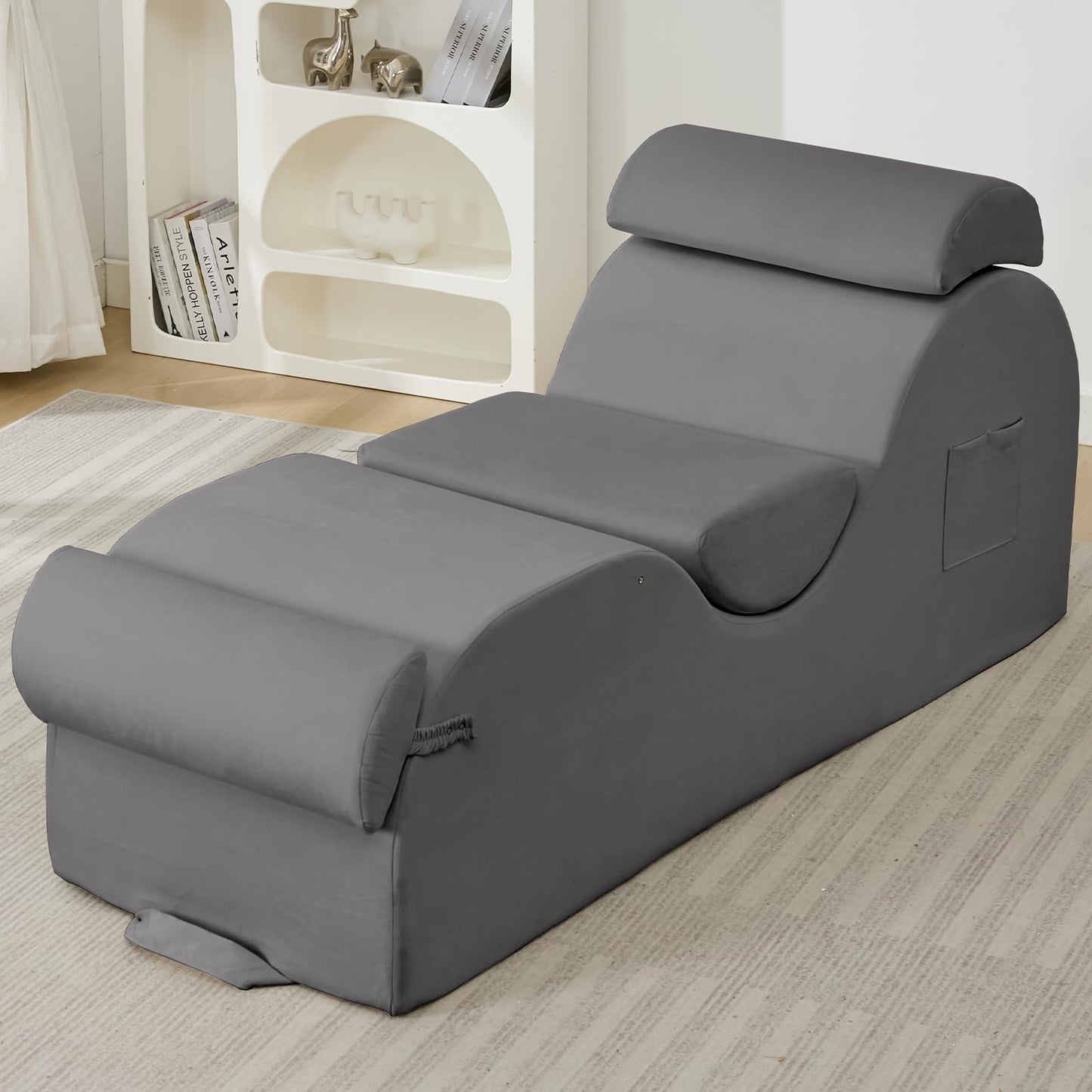 Chaise longue de apoyo íntimo gris claro