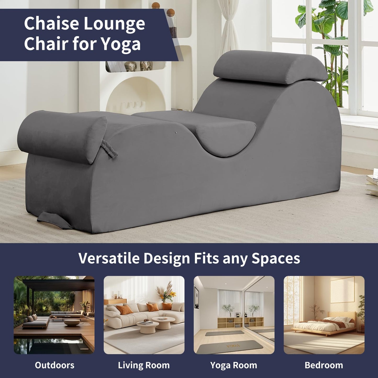 Chaise longue de apoyo íntimo gris claro