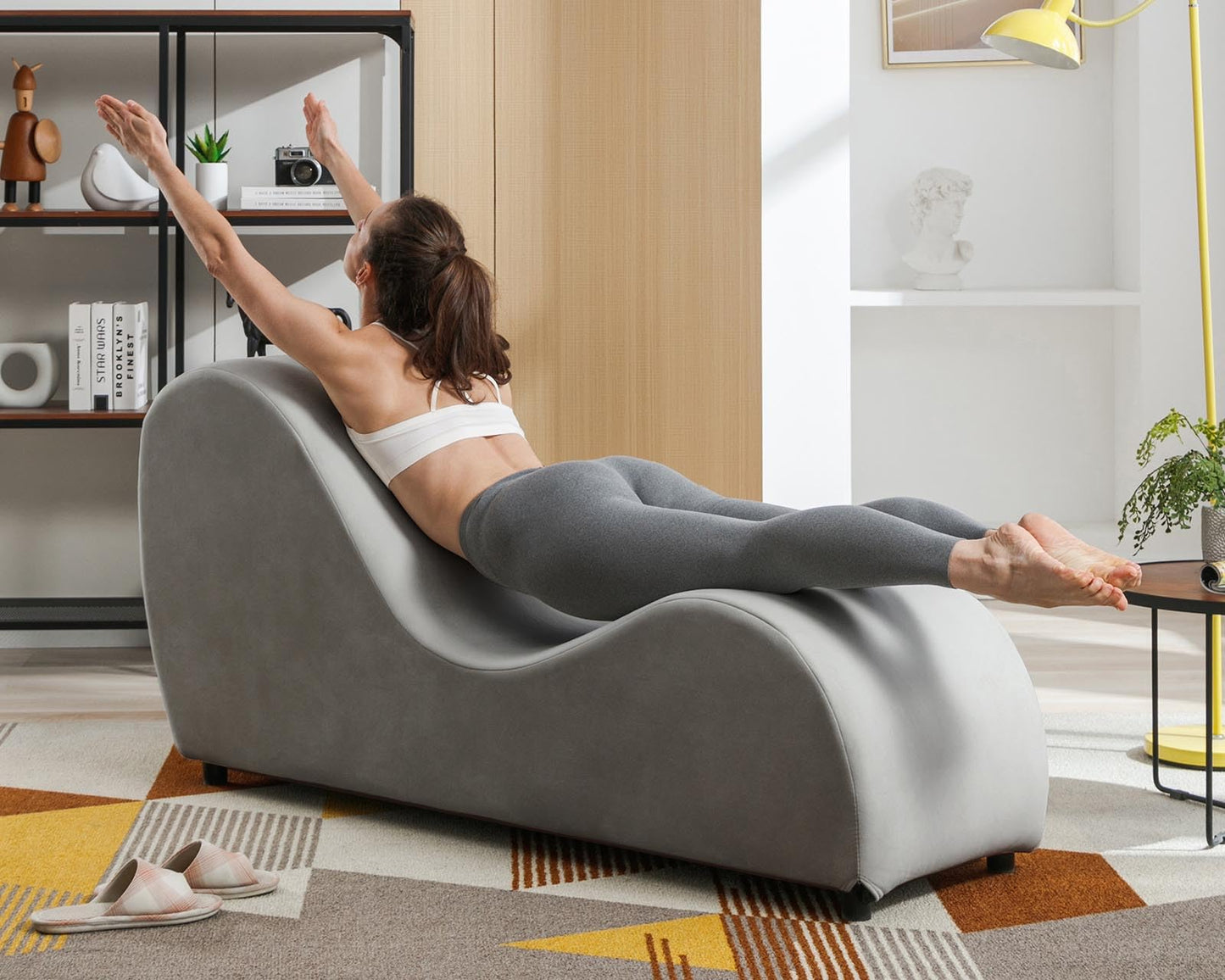Chaise Seducción Curva en S Gris Claro