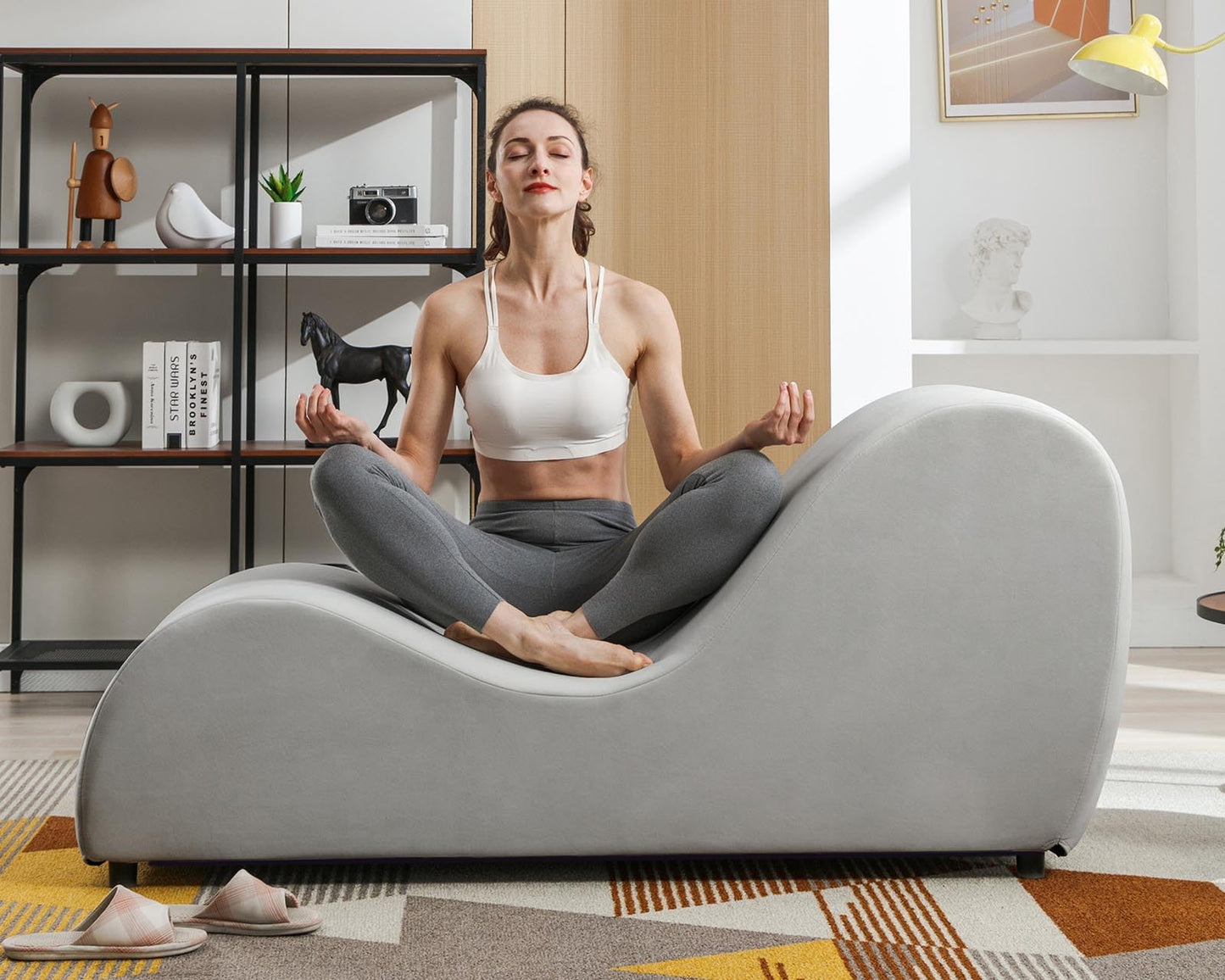 Chaise Seducción Curva en S Gris Claro