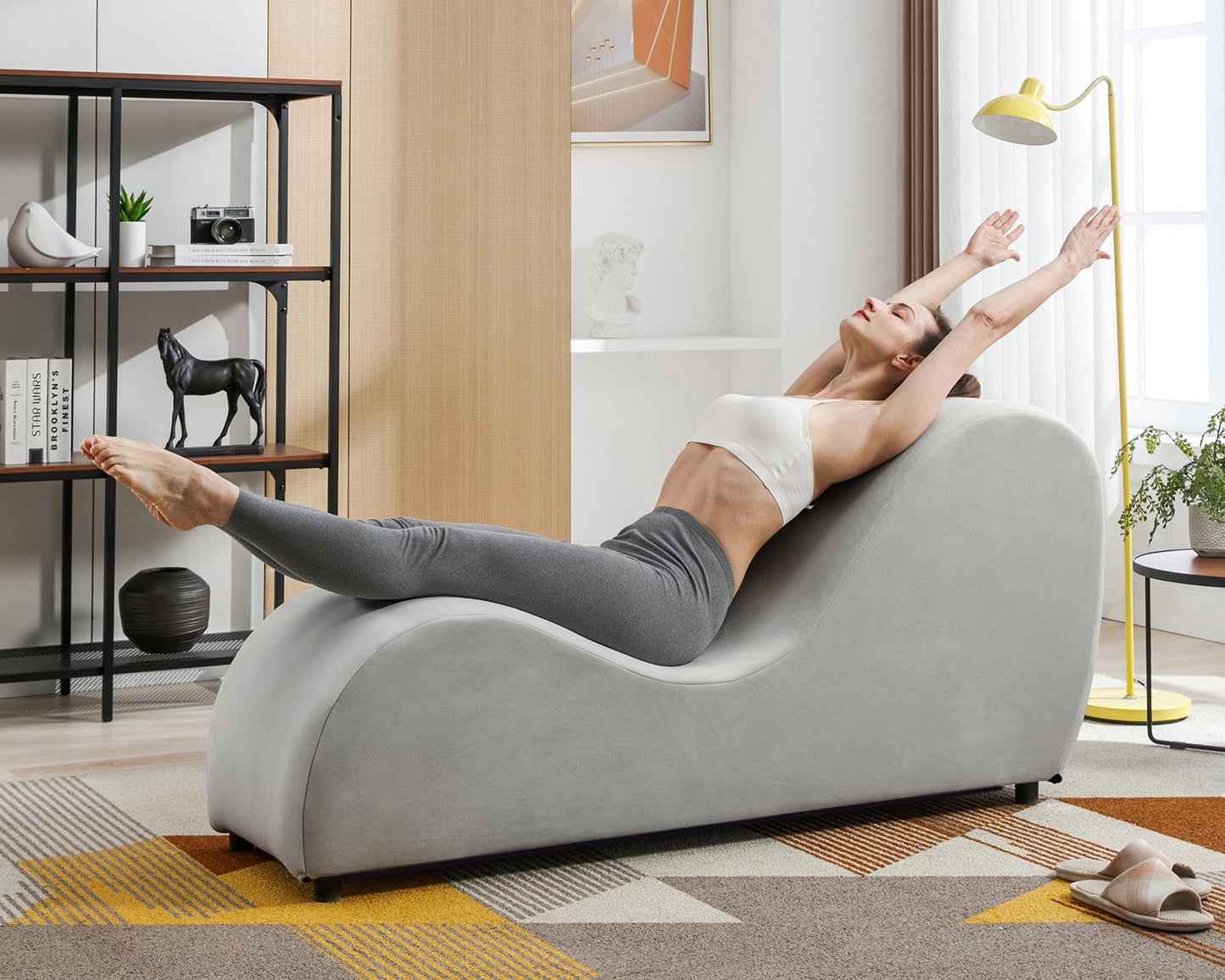 Chaise Seducción Curva en S Gris Claro