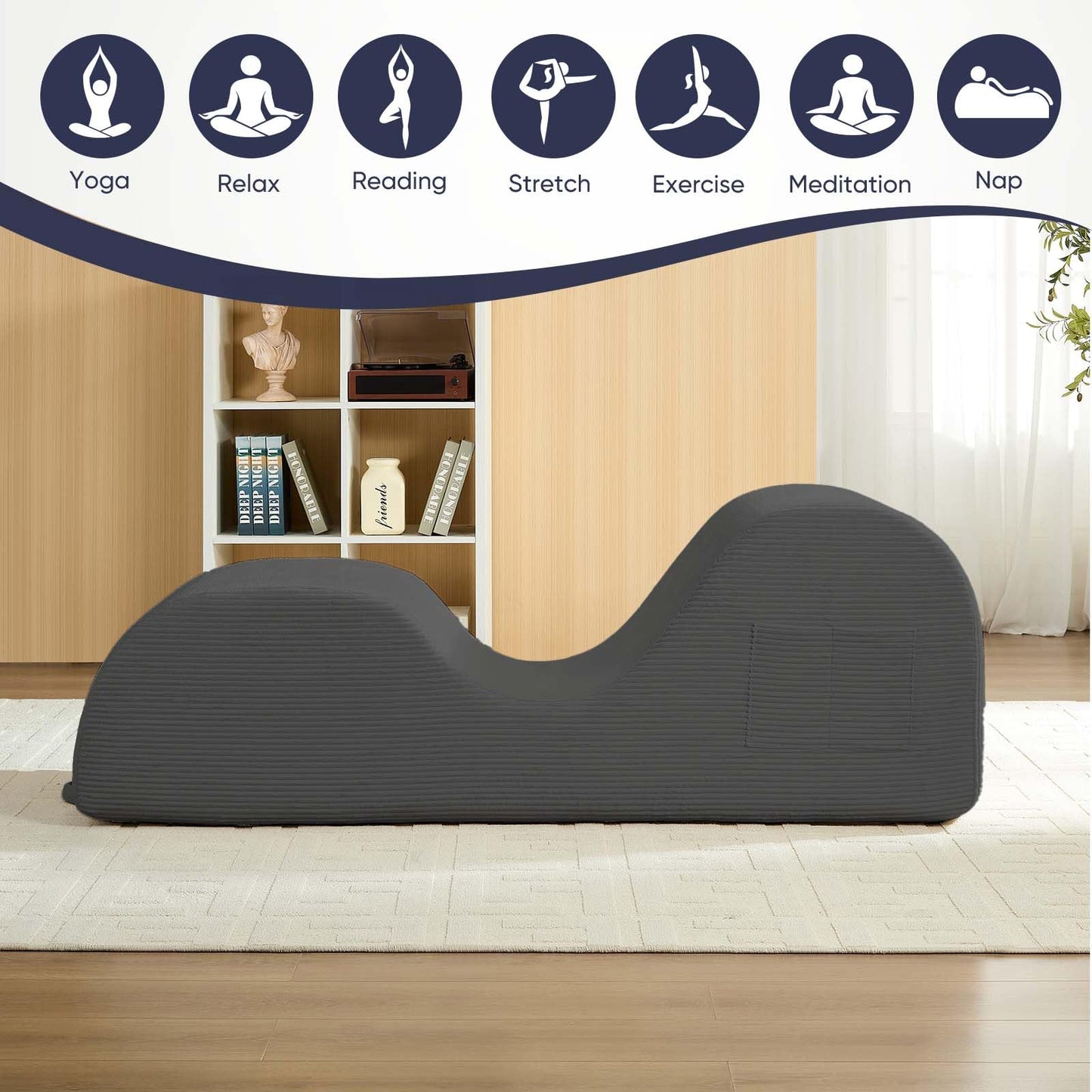 Fauteuil de salon intime en gros velours côtelé gris clair