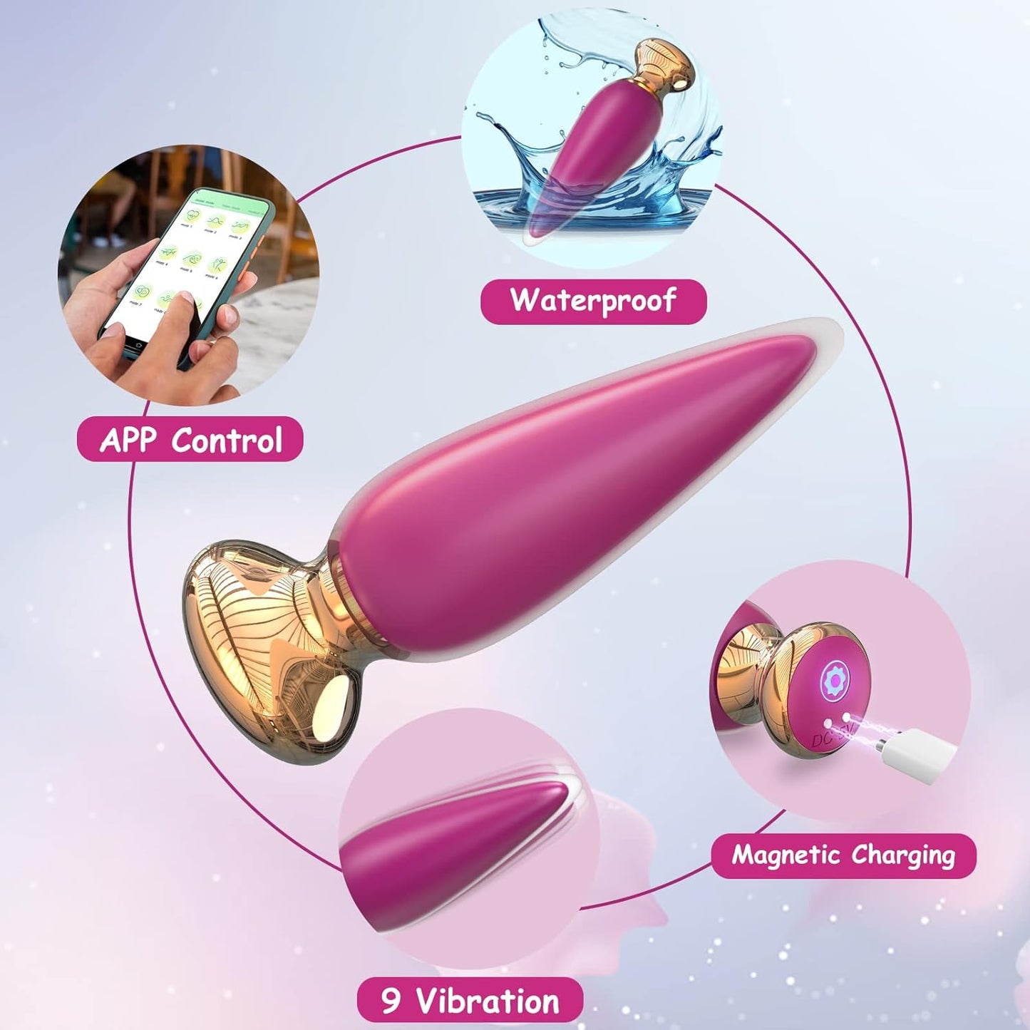 Vibrador anal tipo bala LinkPlug con control remoto y por app