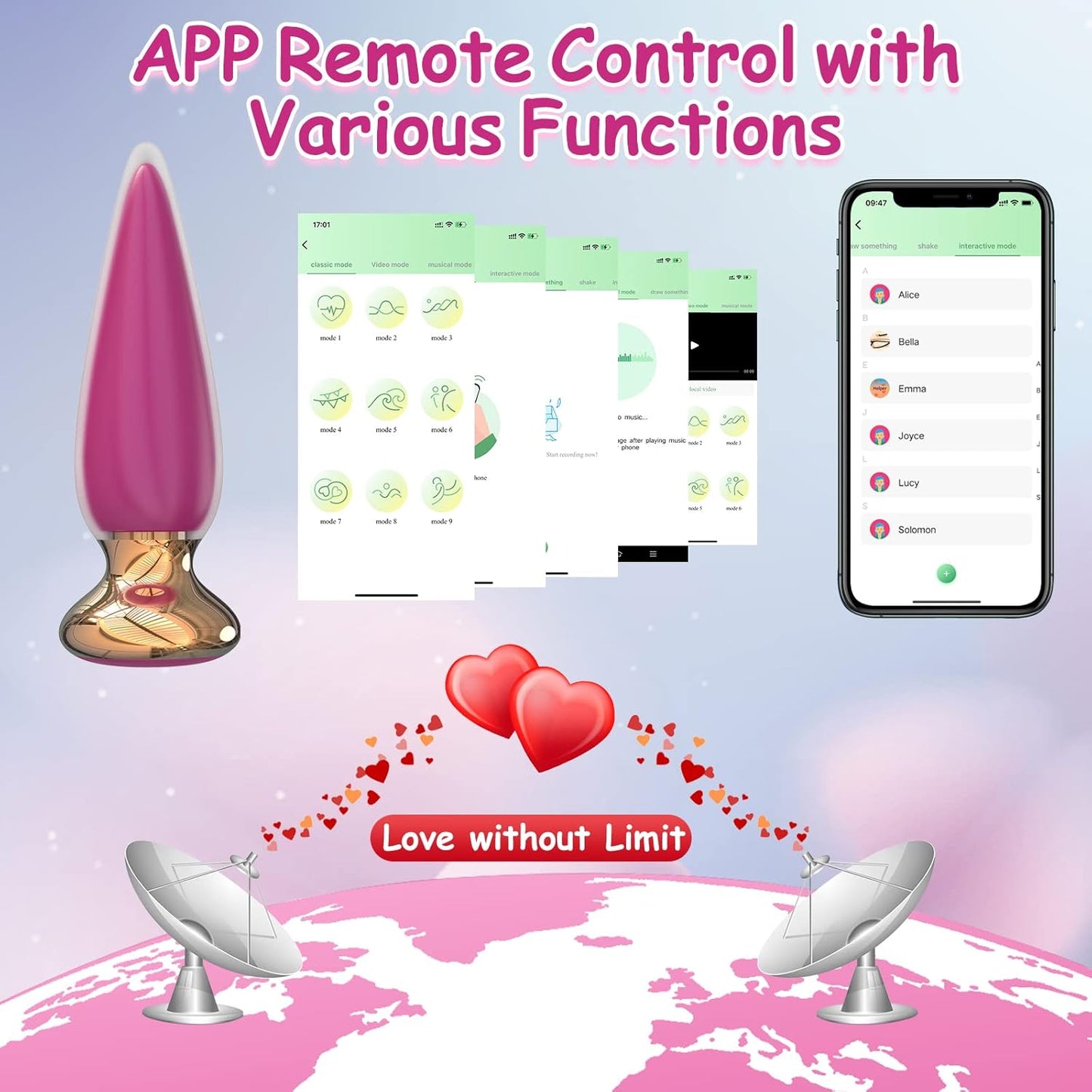 Vibrador anal tipo bala LinkPlug con control remoto y por app