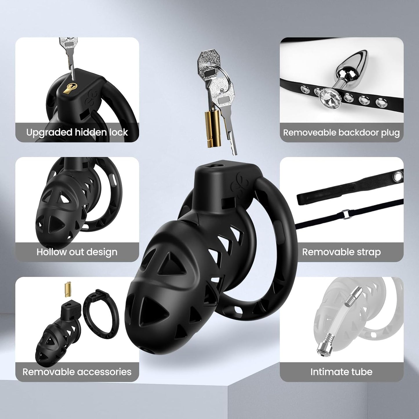 Set de Castidad Masculina LockBound con Plug y Catéter