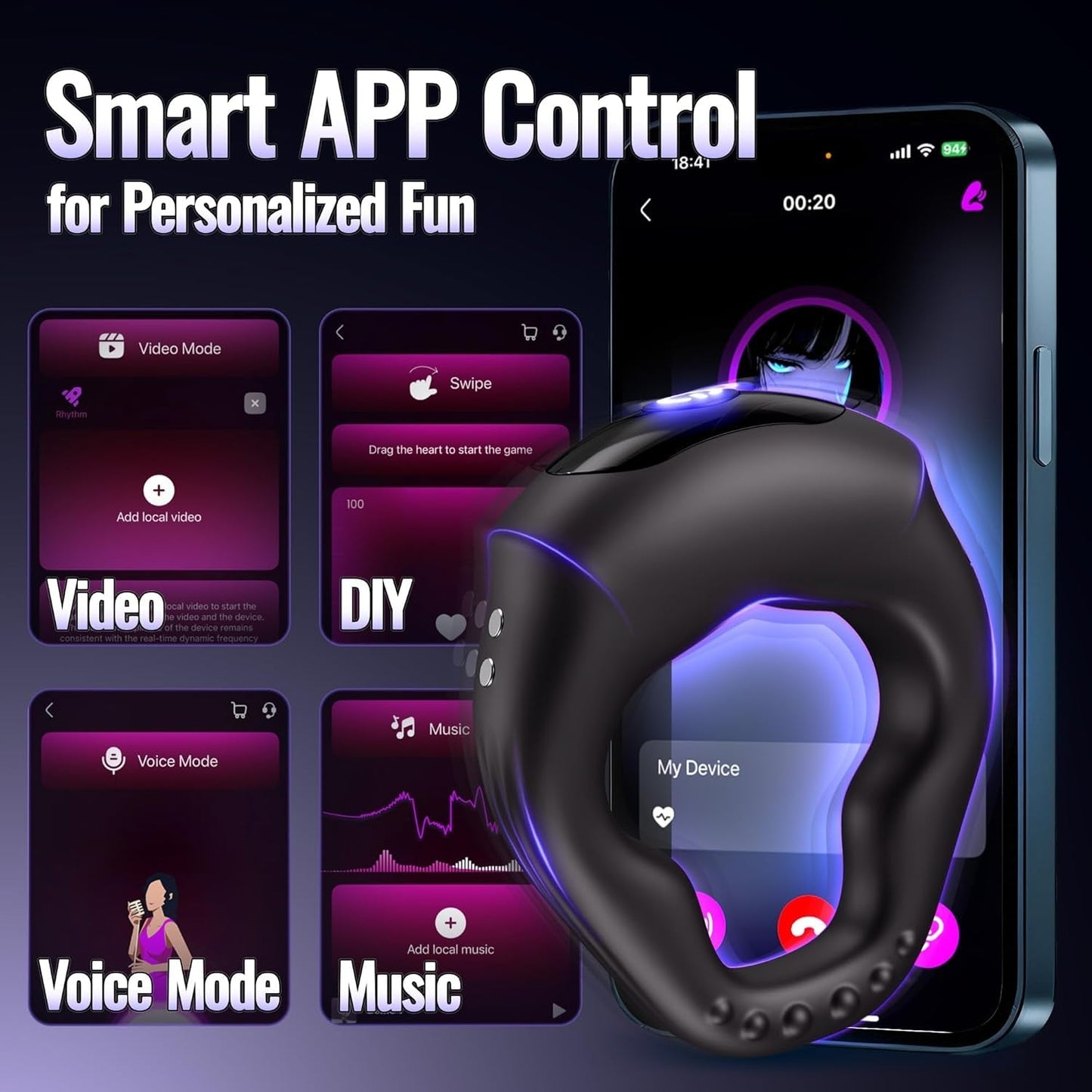 Anillo Vibrador para Pene LockRhythm con Control por Aplicación