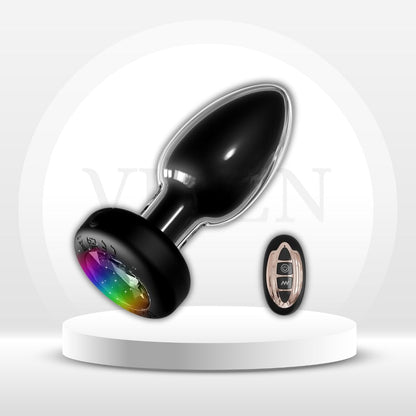 LumaGlow Light-Up Vibrating Glass Butt Plug 10 Modes