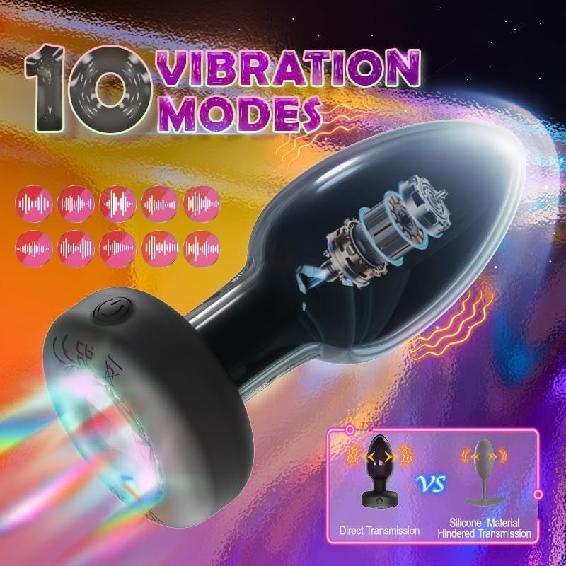 LumaGlow Light-Up Vibrating Glass Butt Plug 10 Modes