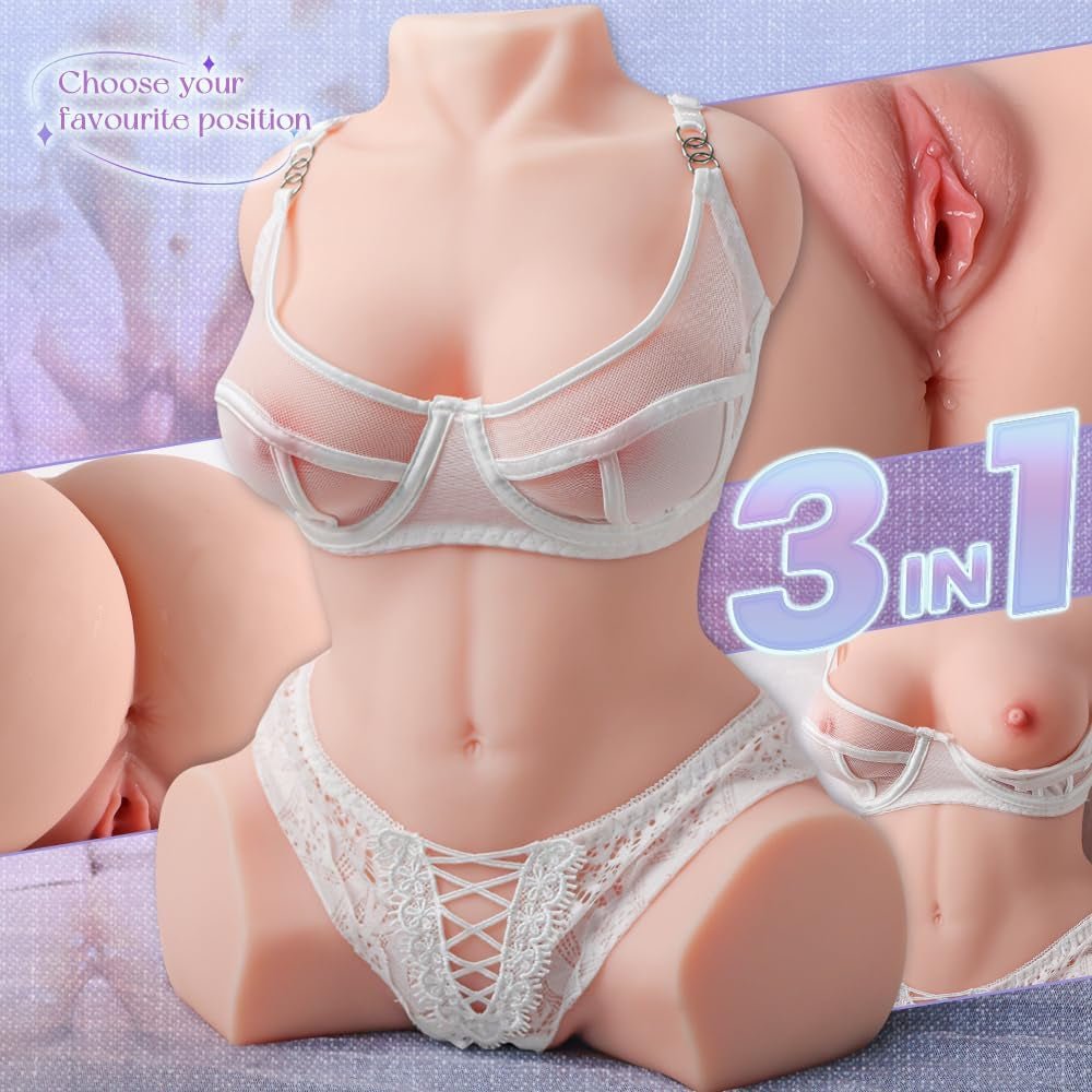 LushMirage Realistic Sex Doll Torso | Dual Channels, Soft TPE