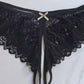 MakeMeChic Women's Floral Lace Panties Criss Cross Cut Out Lace Trim Bow Knot Briefs Sexy Underwear Black A Large