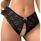 MakeMeChic Women's Floral Lace Panties Criss Cross Cut Out Lace Trim Bow Knot Briefs Sexy Underwear Black A Large