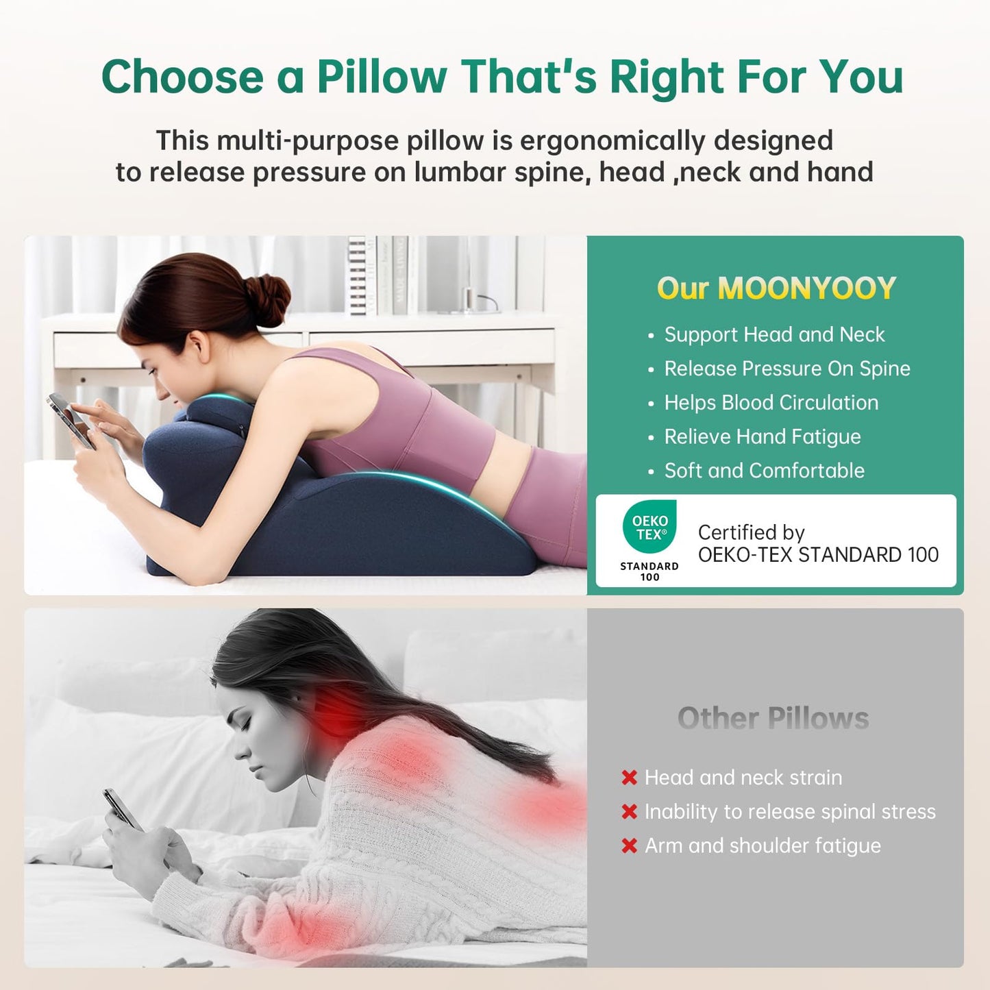 Almohada de espuma viscoelástica para el apoyo de la intimidad en pareja