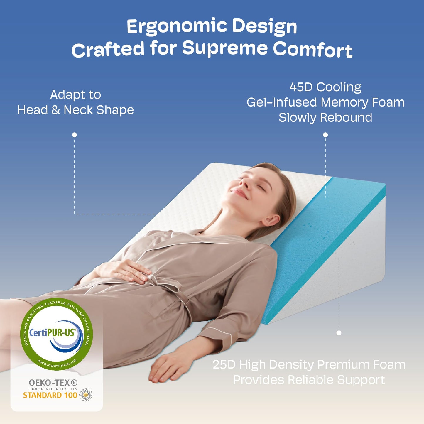 Almohada de cuña con inclinación íntima para parejas de espuma viscoelástica