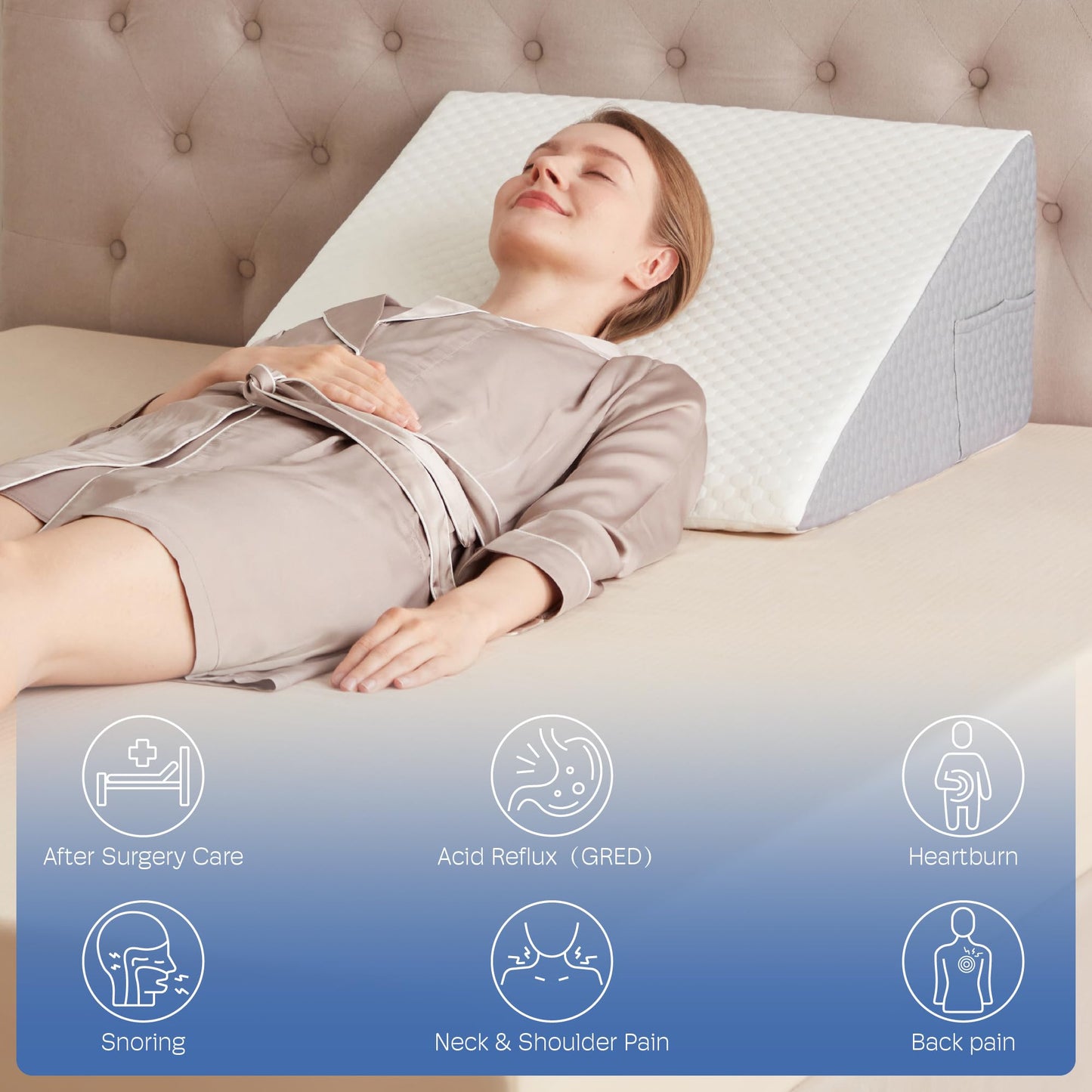 Almohada de cuña con inclinación íntima para parejas de espuma viscoelástica