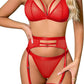 Conjunto de lencería de malla de 4 piezas MidnightMuse