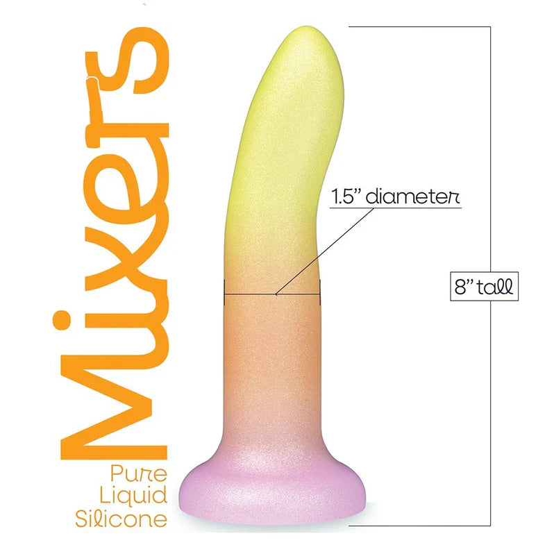 Mezcladores Tequila Sunrise Dildo de Silicona Líquida con Ventosa de 8"