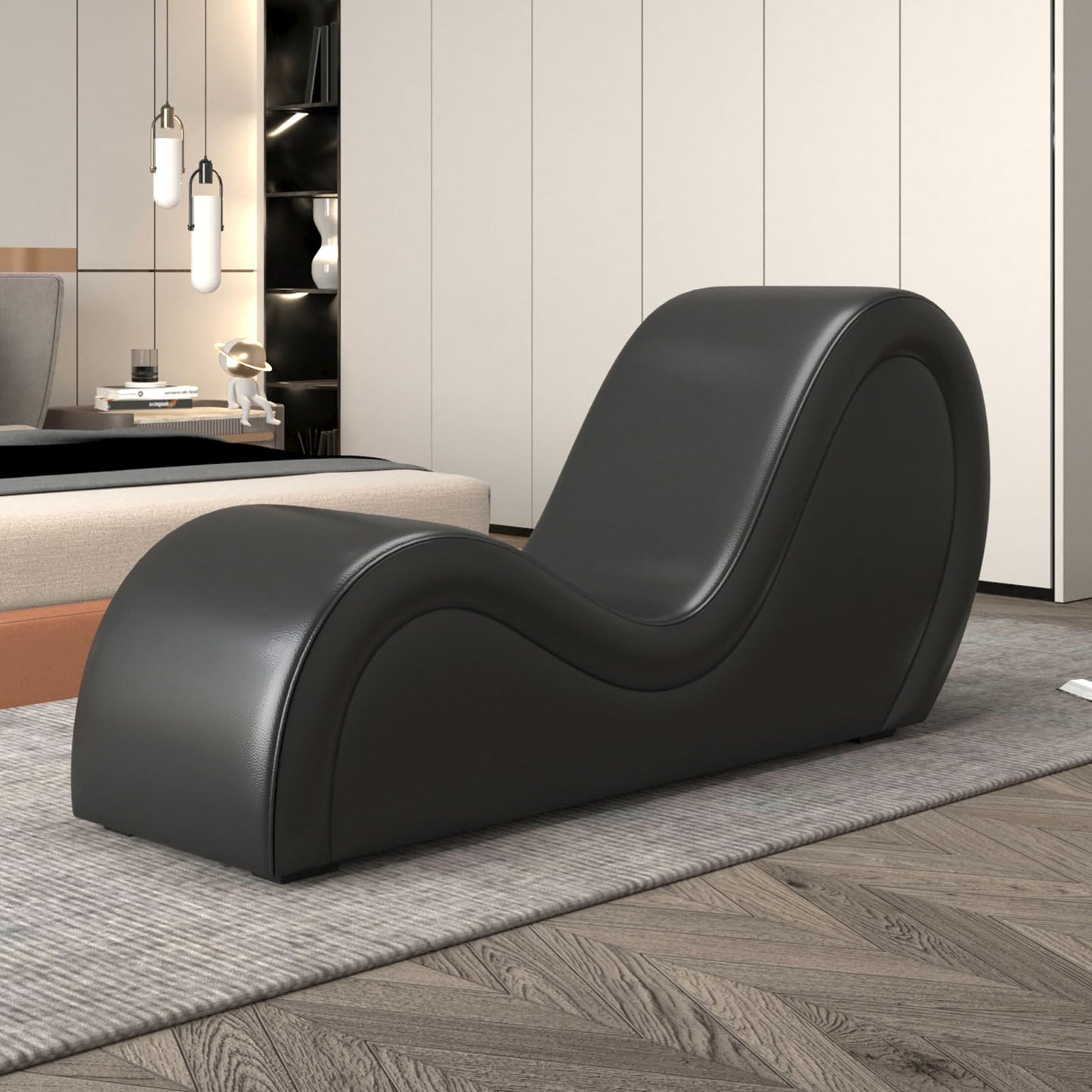 Moderna Chaise Longue de Piel Sintética Curvada Seduction