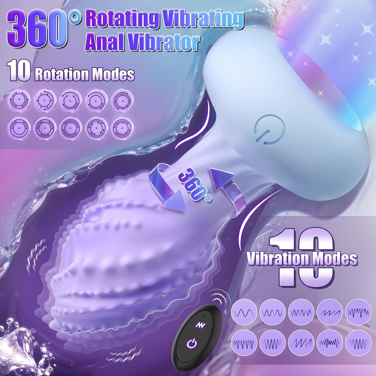 MonsterSpin: tapón anal giratorio 360° con luces LED