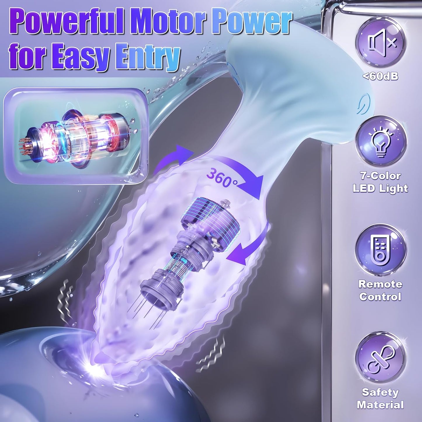 MonsterSpin: tapón anal giratorio 360° con luces LED